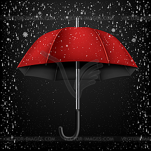 Open umbrella snow and rain - vector image