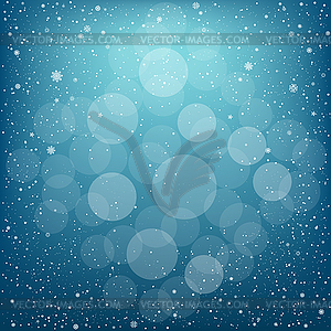 Christmas blue snow bokeh - vector clipart