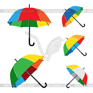 Rainbow umbrella white background - vector image