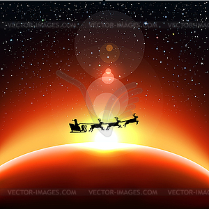 Santa Claus flies into space - vector image