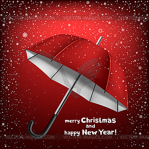 Snow umbrella Christmas greeting - vector clipart