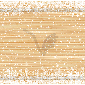 Snow and light brown wood background - vector clipart