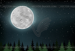 Moon and wood - vector clip art