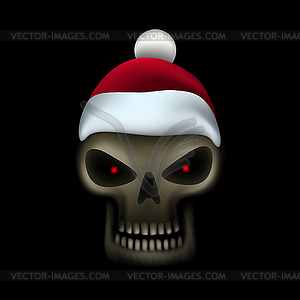 Skull in santa cap - vector clipart