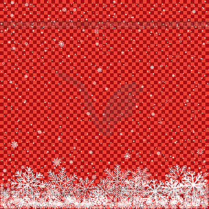 Snow on red transparent background - vector clipart
