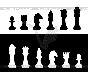 Black and white chess silhouette - vector image