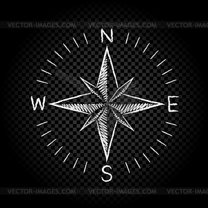 Drawing compass directions dark - vector clipart