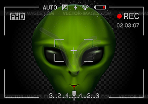 Camera rec alien in dark - vector clip art