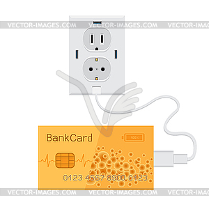 Bank card charge - color vector clipart