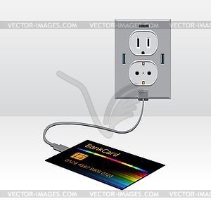 Black BankCard charged usb - vector clipart