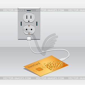 Golden BankCard charged usb - vector clip art