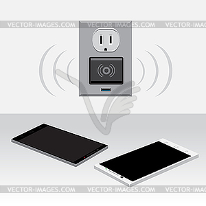Smartphone wireless charge - royalty-free vector clipart