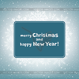 Christmas congratulation rectangular snow - color vector clipart