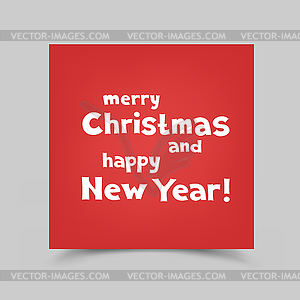 Red paper Christmas card shadow - royalty-free vector clipart