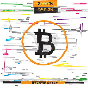 Bitcoin glitch design colorful template - vector clipart