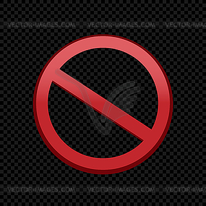 Forbid ban red sign symbol on black dark - vector clip art