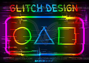 Glitch geometric rainbow shapes set - vector image