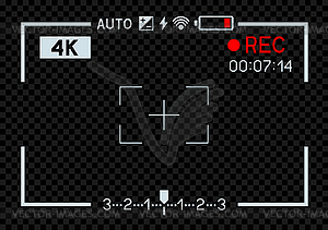 4K video camera viewfinder dark - vector image