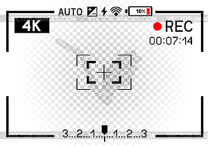 4K video camera viewfinder transparent - vector image