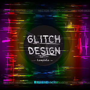 Rainbow glitch design circle template - vector image