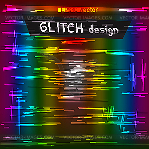 Rainbow glitch design light line template - vector clipart