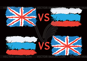 Conflict between Great Britain and Russia - vector clipart