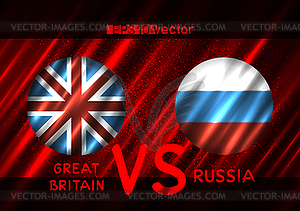 Great Britain VS Russia round flags - vector clipart