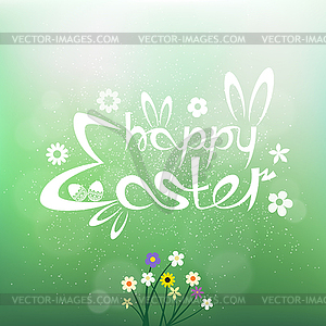 Happy Easter text on blur background - royalty-free vector clipart