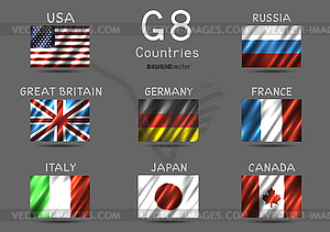 G8 National flag icon set - vector image