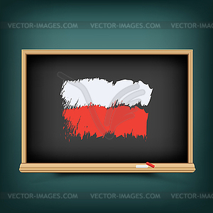 Poland flag draw on school blackboard - vector image