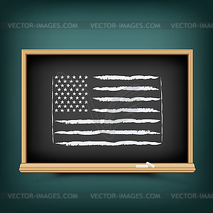 USA flag draw on school blackboard - vector clipart