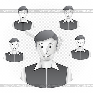 Men template with emotions - vector clipart