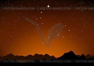 Star constellations and mountain sunset - vector image