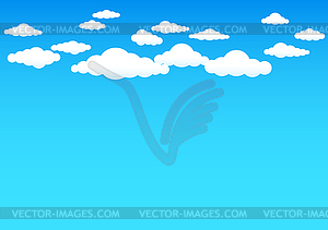 Blue sky and cartoon clouds - vector image