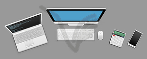 Modern business technology objects - vector clipart