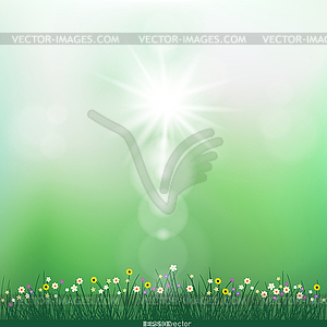 Spring sunshine and flowers grows - vector clip art