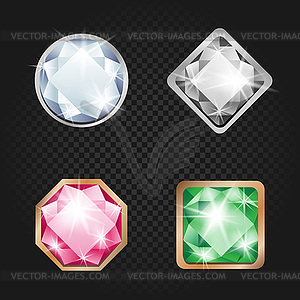 Diamonds and jewels dark background - vector image