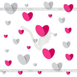 Couple white pink hearts seamless - vector clipart