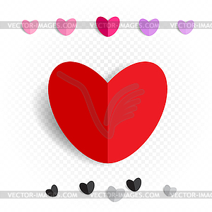 Бумажный набор для украшения сердца любви - рисунок в векторном формате