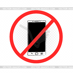Drawn smartphone prohibition sign - vector image