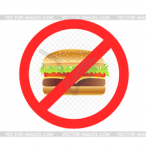 Знак запрета бургер фаст-фуд - иллюстрация в векторе