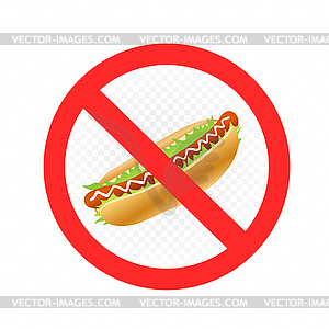 Fast food Hot Dog prohibition sign - vector image