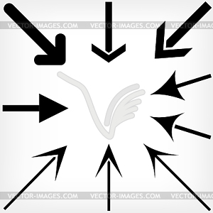 Black arrows set white background - vector image