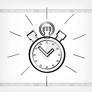 Drawing stopwatch white background - vector image