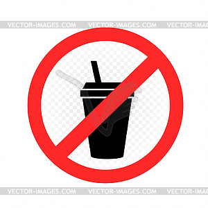 Drinks in plastic cup prohibition sign - vector EPS clipart