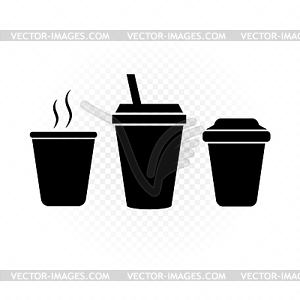 Drinks in plastic cup sign silhouette - vector clipart