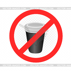 Plastic cup prohibition label - vector image