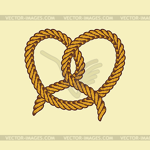 Brown rope pretzel cake theme - stock vector clipart