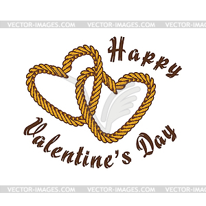 Brown rope valentine day theme - vector clipart