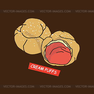 Delicious cream puff - vector clip art